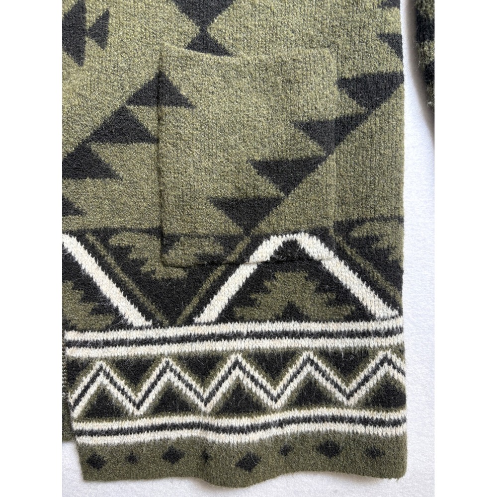Frye Womens Southwestern Geometric Open Front Cardigan Olive Green Size S - Picture 5 of 12